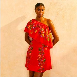 FARM Rio Red Tropical Romance Mini Dress Small